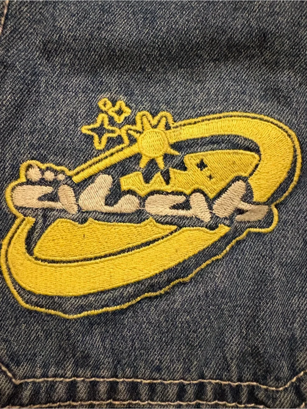 ALAB Y2K Wide Leg Baggy Jeans Size 0 Embroidered Skater Denim